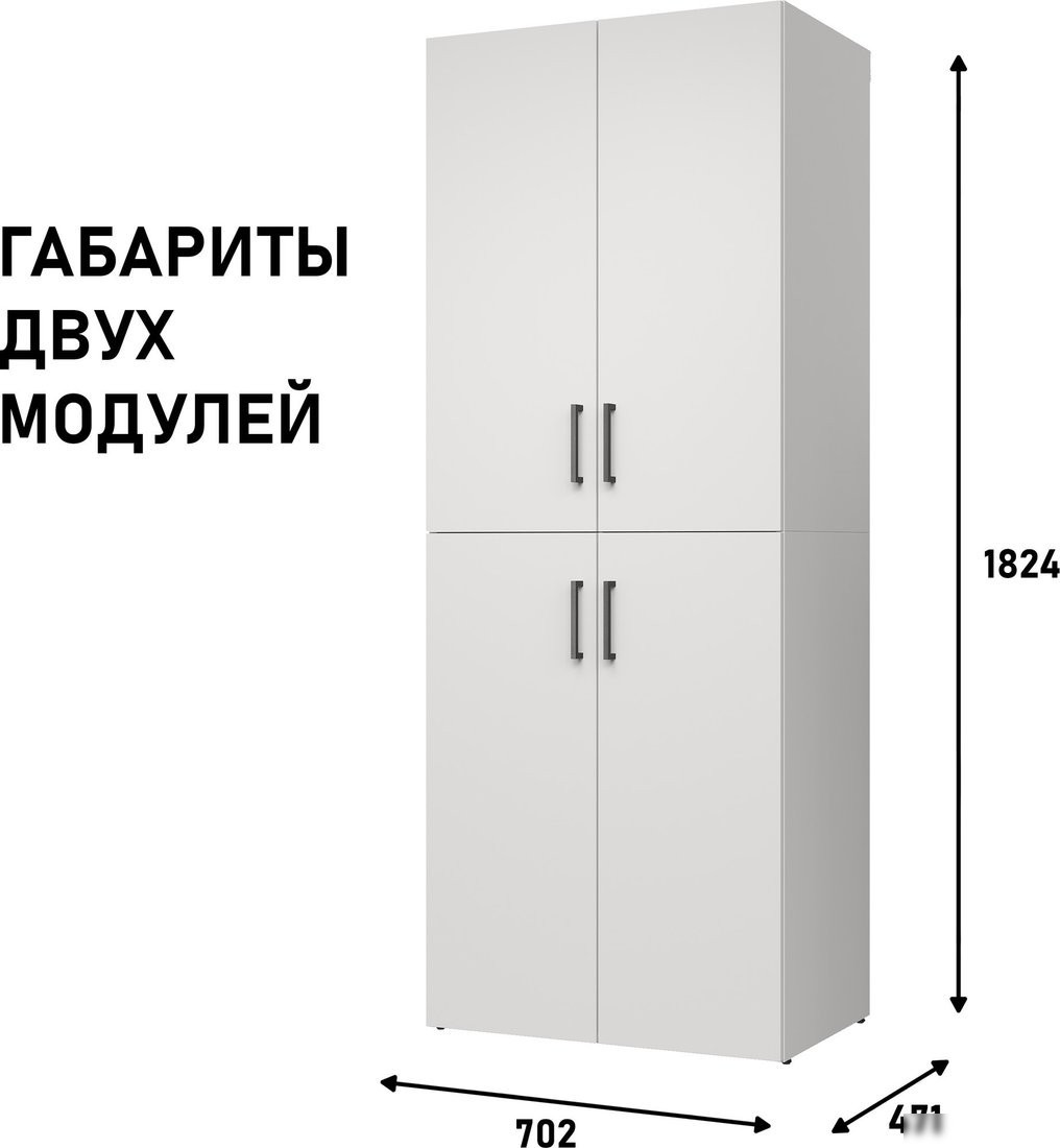Шкаф распашной Mio Tesoro Tandem К1 (белый)