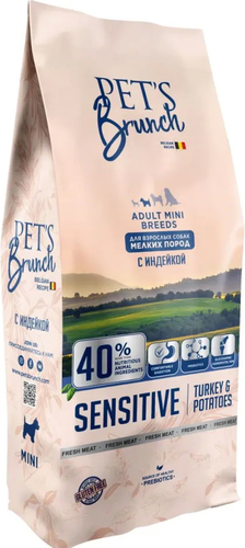 Сухой корм для собак Pet's Brunch Sensitive для взрослых мелких пород с индейкой 1 кг