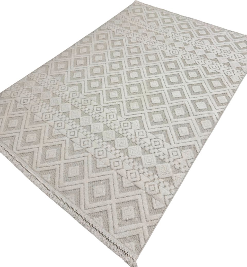 Ковер для жилой комнаты Radjab Carpet Поло Прямоугольник EN 268 12569RK (2.4x3.4, Cream)