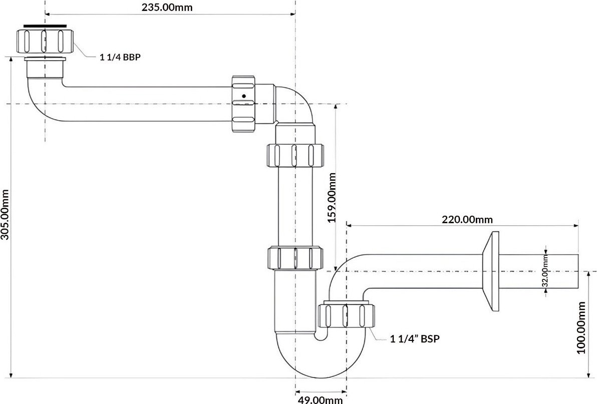 Сифон McAlpine HC4PF-32SPS