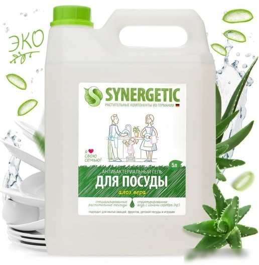 Средство для мытья посуды Synergetic Алоэ вера 5 л