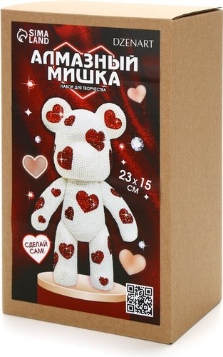 Алмазная мозаика Школа талантов На фигурке. Алмазный мишка. Сердечки 10664944