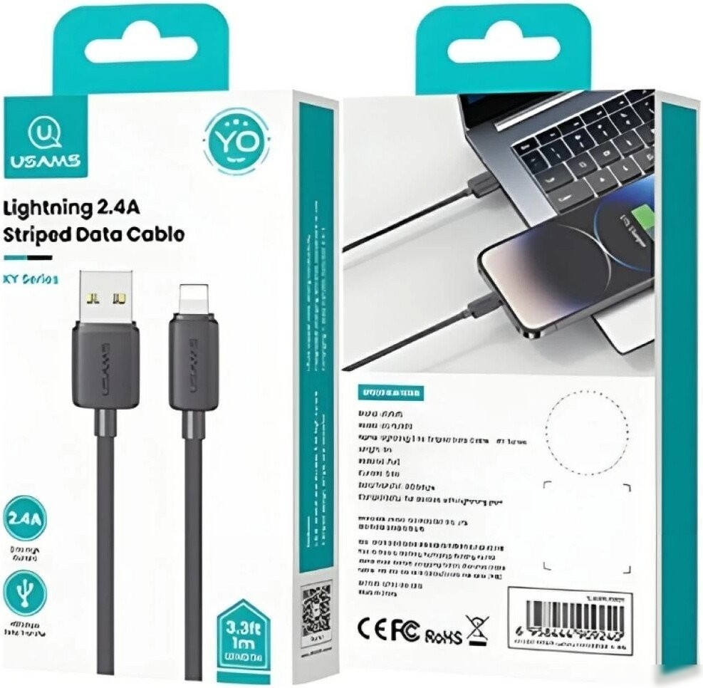 Кабель Usams US-SJ689 USB Type-A - Lightning (1 м, черный)