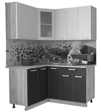 Готовая кухня Интерлиния Мила 12x15 (бетон-антрацит-травертин)