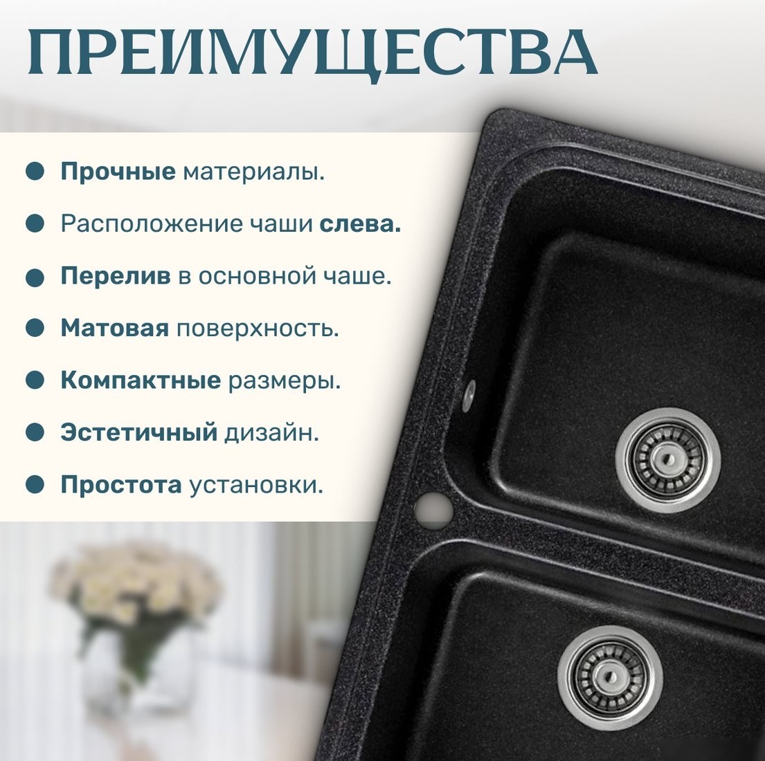 Кухонная мойка Saniteco Vetus (черный)