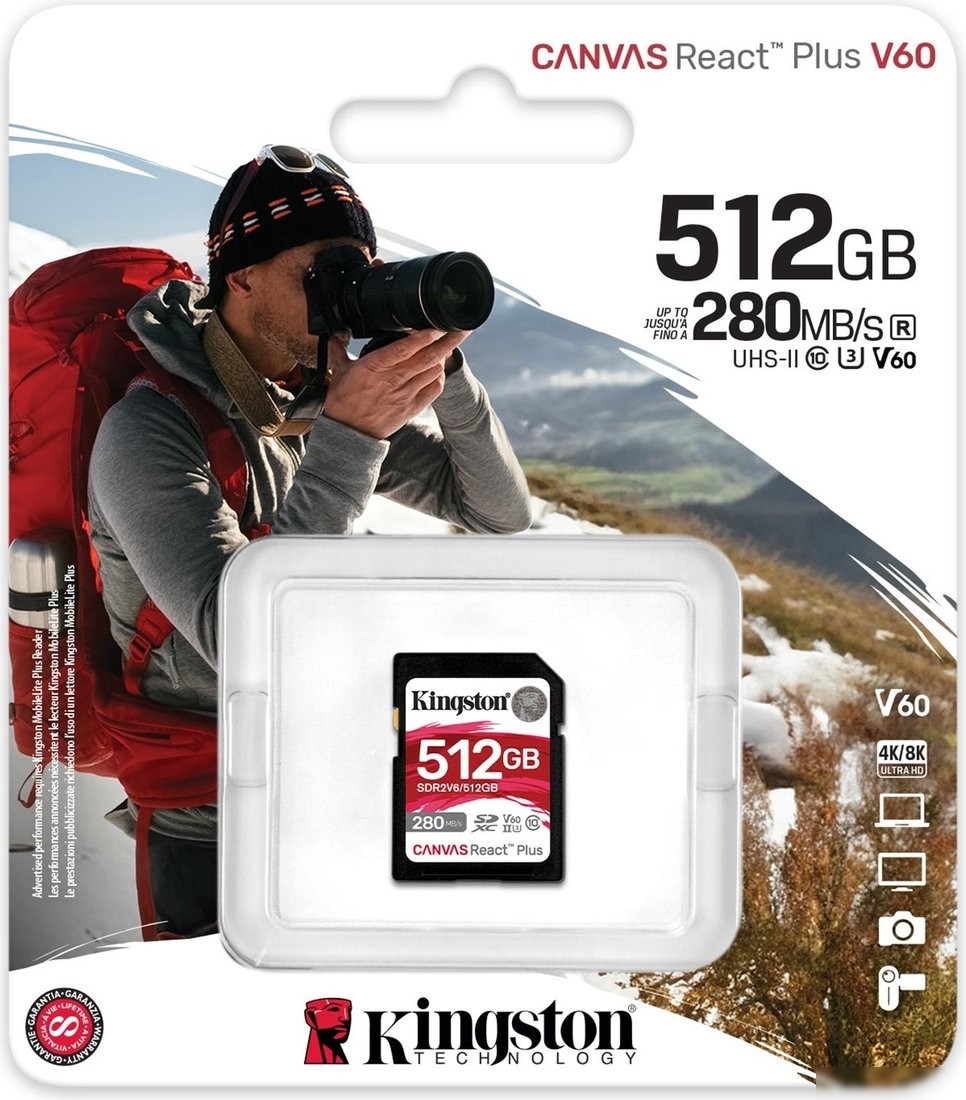 Карта памяти Kingston Canvas React Plus V60 SDXC 512GB