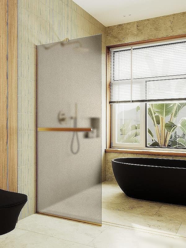 Душевая стенка MaybahGlass 99x195 MGD-1460-3у (бронзовое матовое стекло/золото)