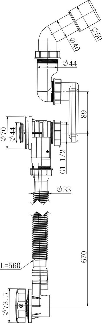 Сифон Lauter 21Y32001 (матовый черный)