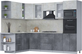 Готовая кухня Интерлиния Мила 1.88x2.8 левая (бетон лайт/бетон портленд/опал светлый)