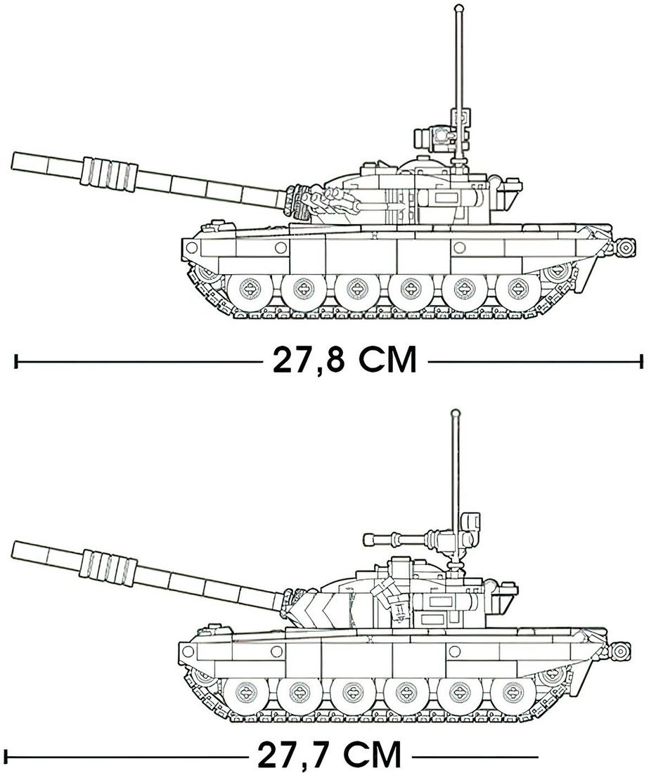 Конструктор Sluban Модельки. Боевой танк Т72 M38-B1011 (770эл)