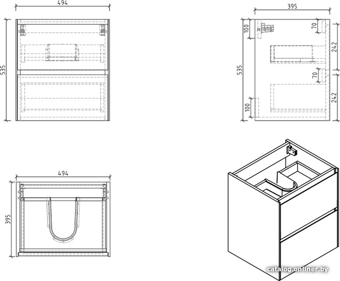 BelBagno Тумба под умывальник Pietra Mini-500-2C-SO-PT (stone)