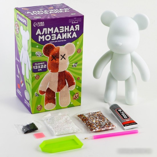 Набор для создания поделок/игрушек Школа талантов Алмазная мозаика на фигурке. Медведь 10225407 (бежевый/коричневый)