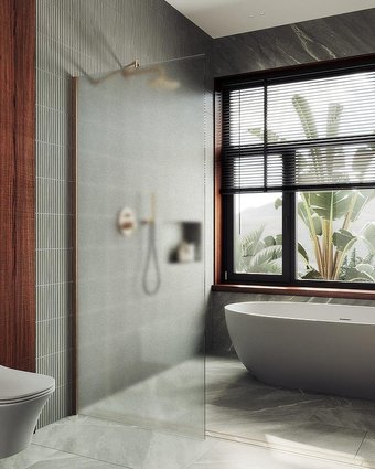 Душевая стенка MaybahGlass 99x195 MGD-1357-2ш (сатин стекло/бронза)