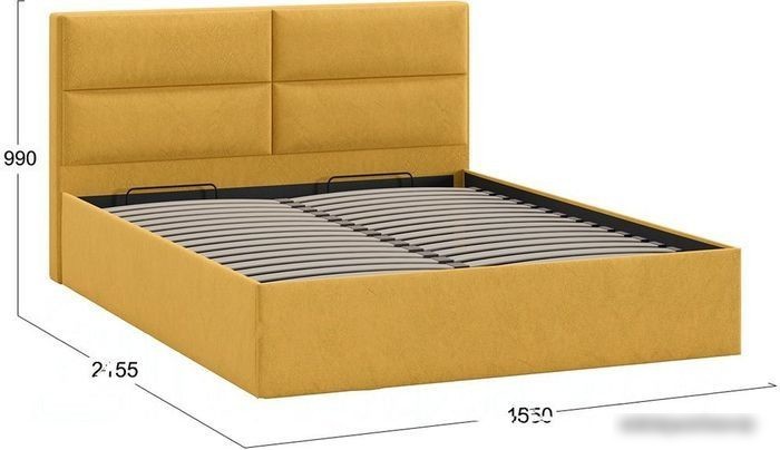 Кровать Трия Глосс универсальный тип 1 с ПМ и заглушиной 160x200 (Wellmart Yellow)