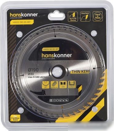 Пильный диск Hanskonner H9022-190-30-48T