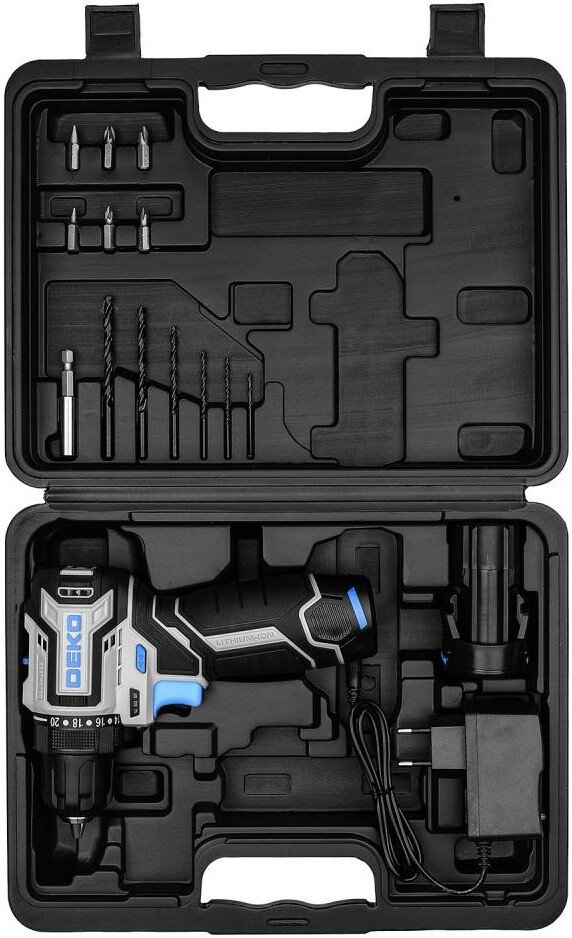 Дрель-шуруповерт Deko Sharker 12V PRO 084-1036 (с 2-мя АКБ, кейс)
