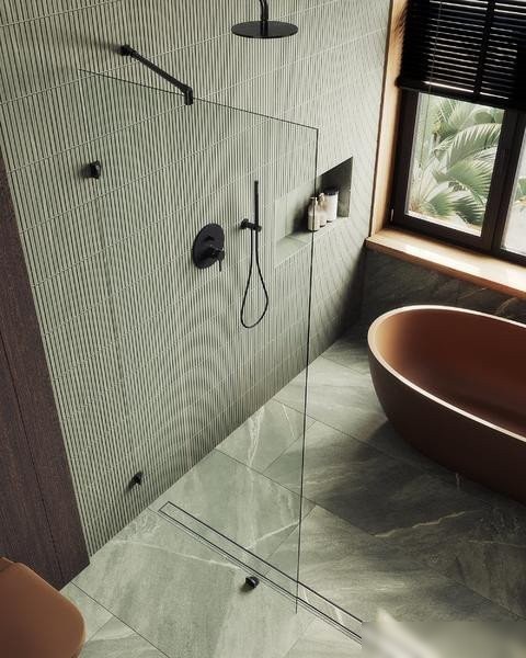 Душевая стенка MaybahGlass 79x195 MGD-259-6 (прозрачное стекло/черный)