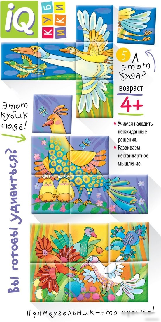 Кубики Айрис-Пресс Умные кубики. Фигурные. Вот какие птички! 9785811271177
