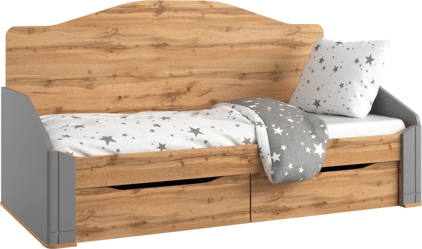 Кровать-тахта Involux Sale 90x200 с ящиками км0144 (серый шифер/дуб натюрель)
