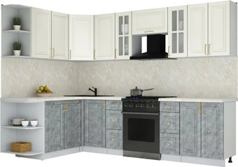 Готовая кухня Интерлиния Мила Шато 1.7x2.8 LV (белый/керамика/опал светлый)