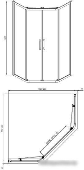 Душевой уголок Adema Glass Line Penta-90 (тонированное стекло)