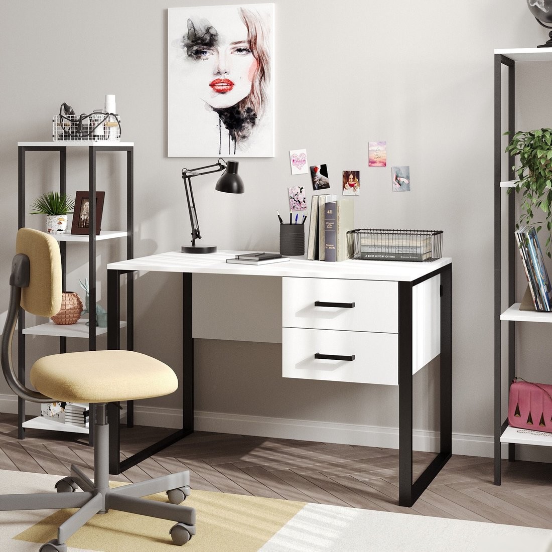 Стол Soma Slava 110x66 (белый/черный)