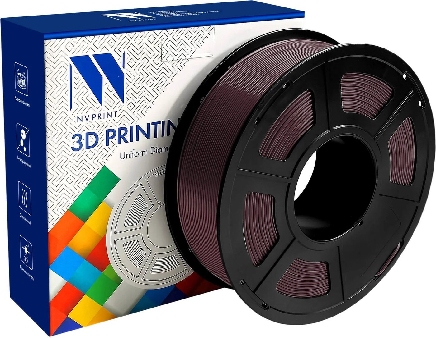 Филамент NV Print NV-3D-TPU-SILK-BURGUNDY (1.75мм, 1кг, бордовый)