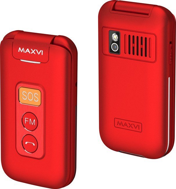 Кнопочный телефон Maxvi E5 up (красный)
