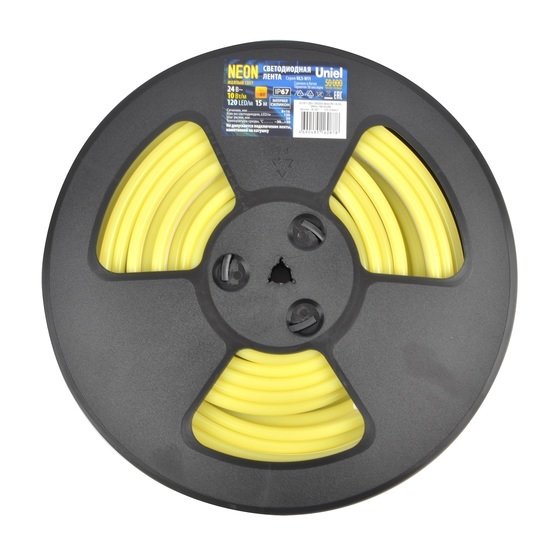 Светодиодная лента Uniel ULS-N11-2835-120LED-m-8mm-IP67-DC24V-10W-m-15M-YELLOW