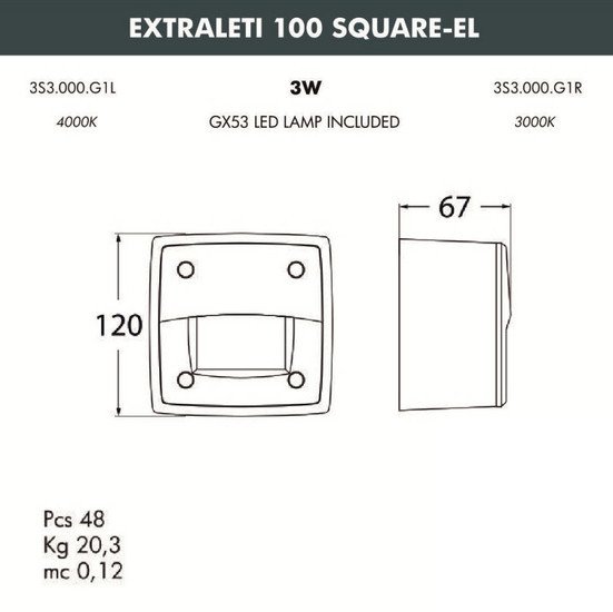 Уличный накладной светильник Fumagalli Leti 3S3.000.000.WYG1L