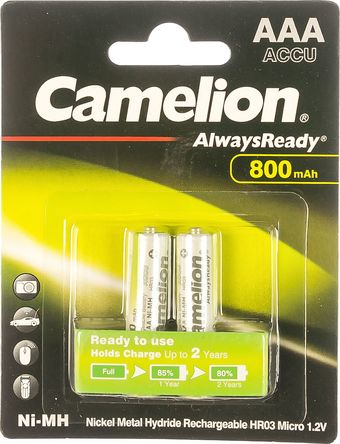 Аккумулятор Camelion AAA-800-BP2 NH Always Ready 2 шт