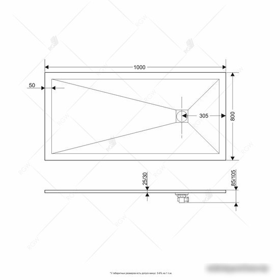 Душевой поддон RGW ST-0108G 16152810-02 80x100