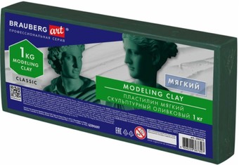 Пластилин скульптурный BRAUBERG Art Classic 106521 (оливковый, мягкий)
