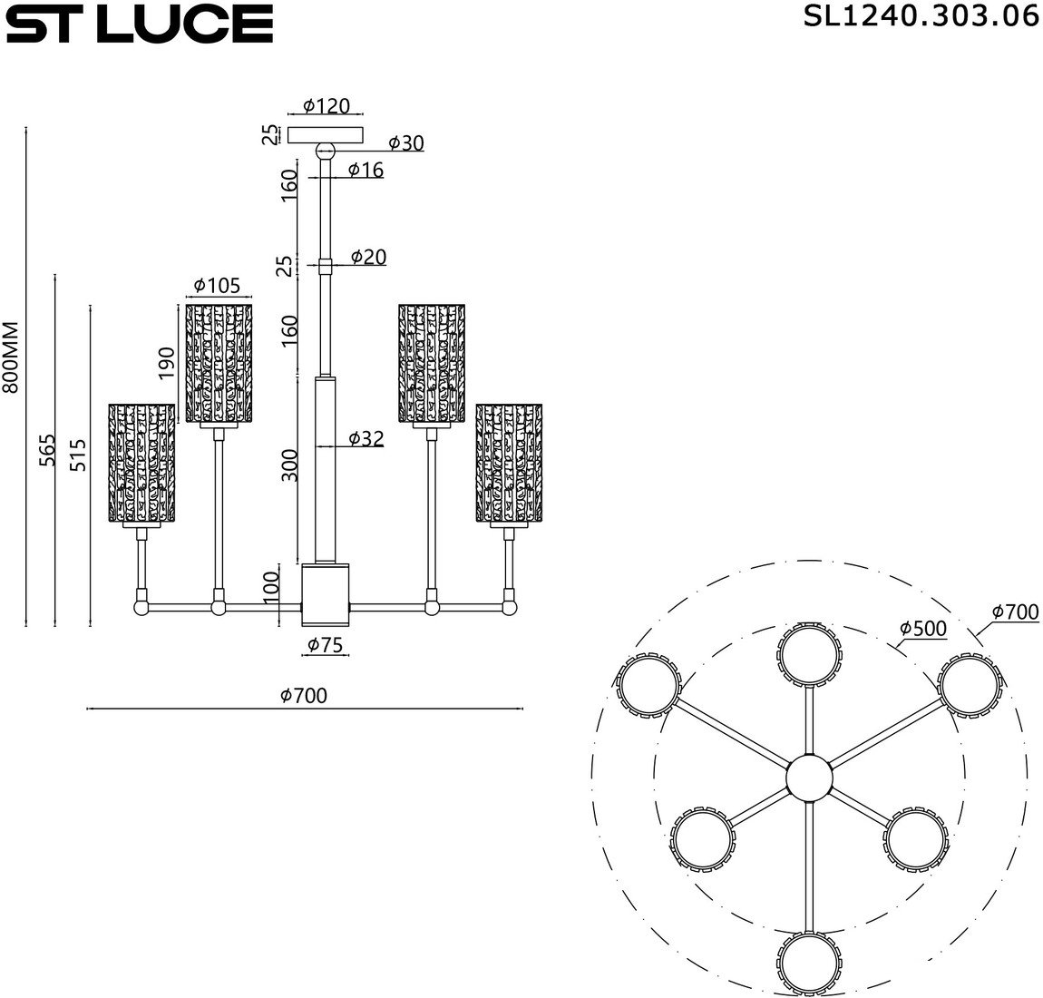 Подвесная люстра ST Luce SL1240.303.06