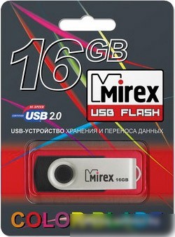 USB Flash Mirex SWIVEL RUBBER BLACK 16GB (13600-FMURUS16)