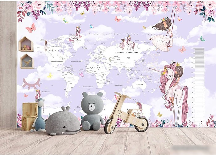 Виниловые обои Citydecor Princess 19 400x260, карта мира с ростомером