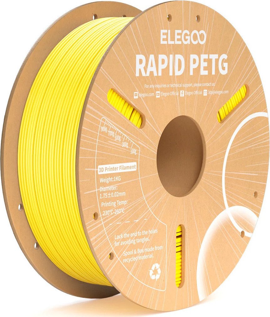Пластик Elegoo Petg Rapid 50.203.0221 (1кг, желтый) Пластик Elegoo Petg Rapid 50.203.0221 (1кг, желтый)