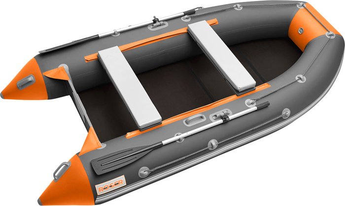 Моторно-гребная лодка Roger Boat Hunter 3200 (без киля, графит/оранжевый)