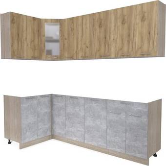 Готовая кухня Интерлиния Мила 12x23 без столешницы (дуб золотой/бетон)
