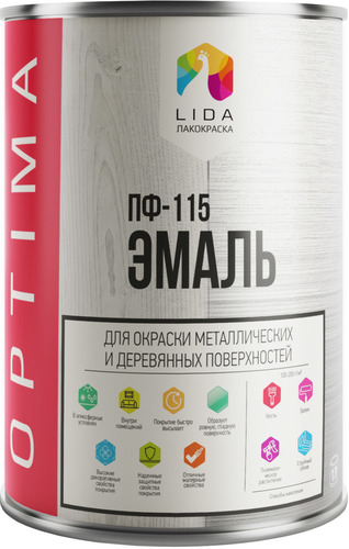 Эмаль LIDA ПФ-115 Optima 2 кг (желтый)
