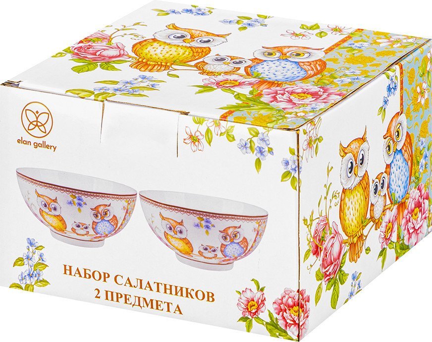 Набор салатников Elan Gallery Совушки New Bone China 420784