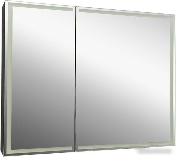 Континент Шкаф с зеркалом Mirror Box Black Led 100x80