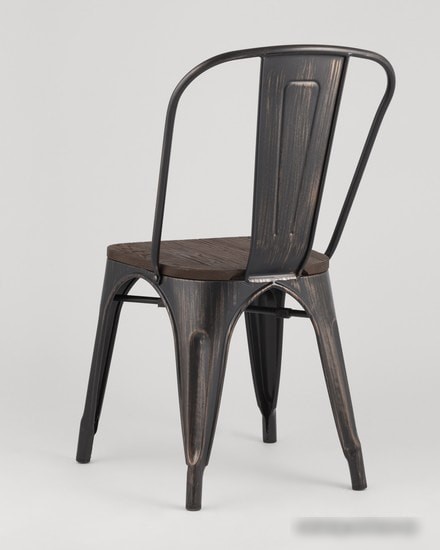 Стул Stool Group Tolix wood (черный патина золото)