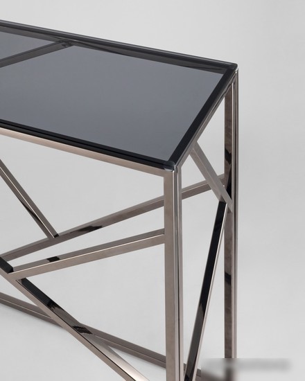 Консольный стол Stool Group Арт Деко 115x30 ECST-015-BG-SK (стекло Smoke/сталь темный хром)