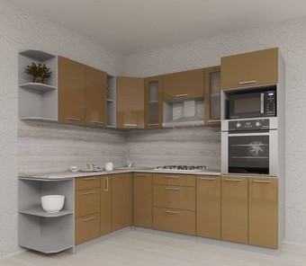 Готовая кухня Интерлиния Мила Gloss 1.88x2.4 левая (капучино)