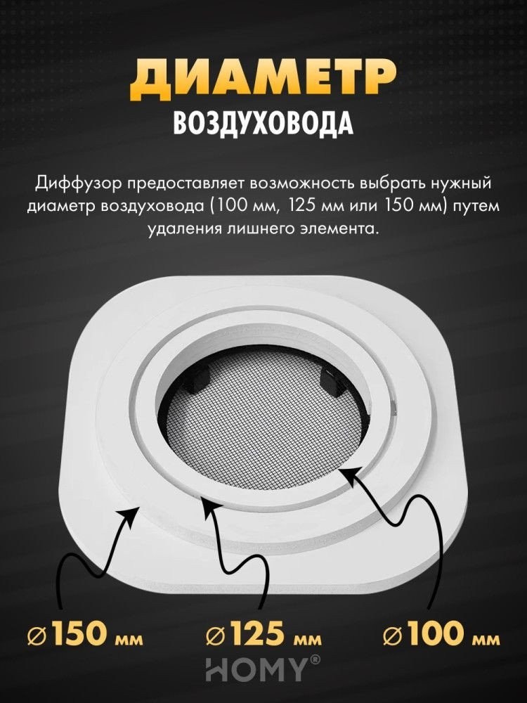Вентиляционная решетка HOMY AIR круглый A100WR d150 (белая)