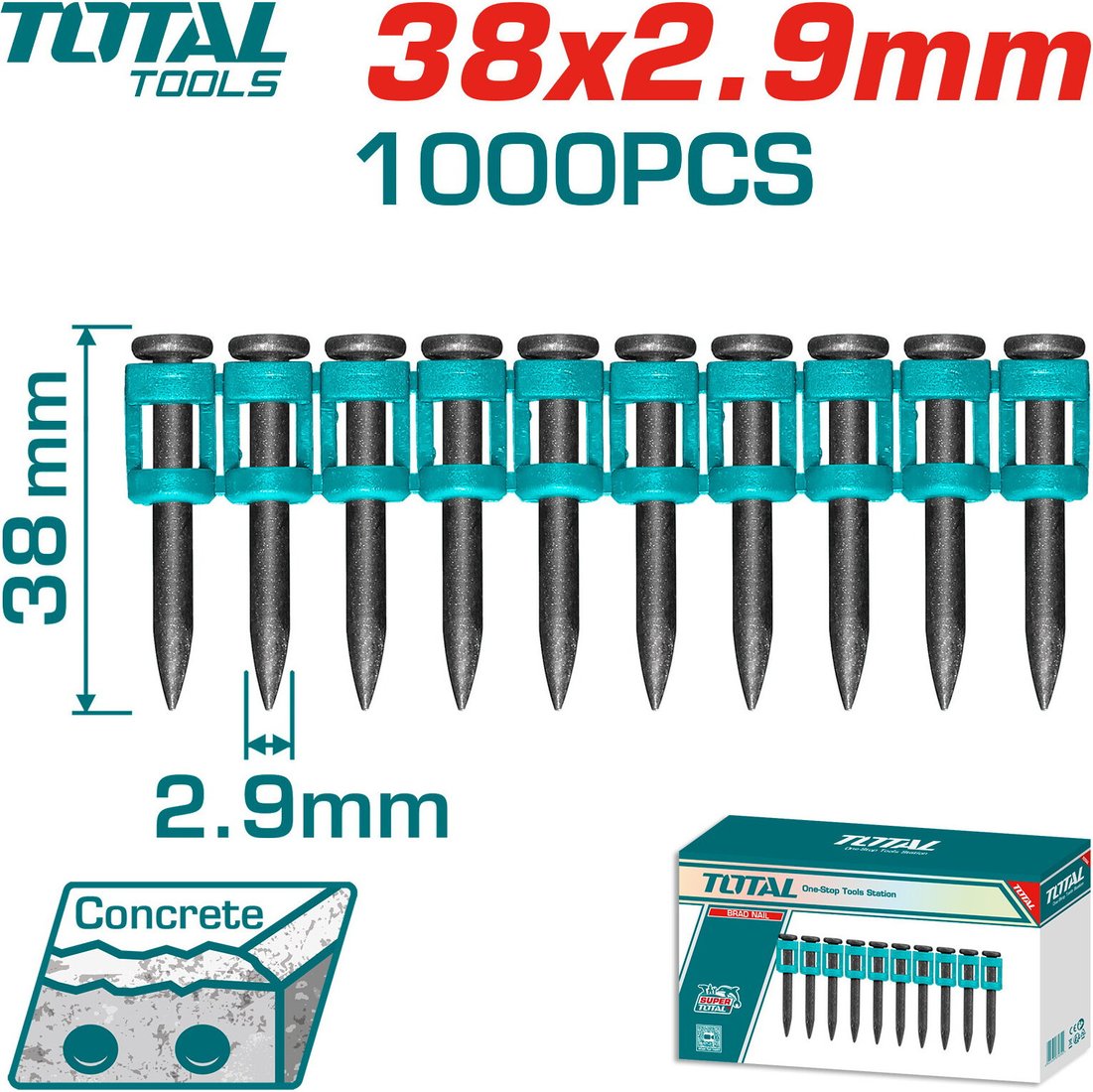 Гвозди для пистолета Total TAC02381 (1000 шт) Гвозди для пистолета Total TAC02381 (1000 шт)