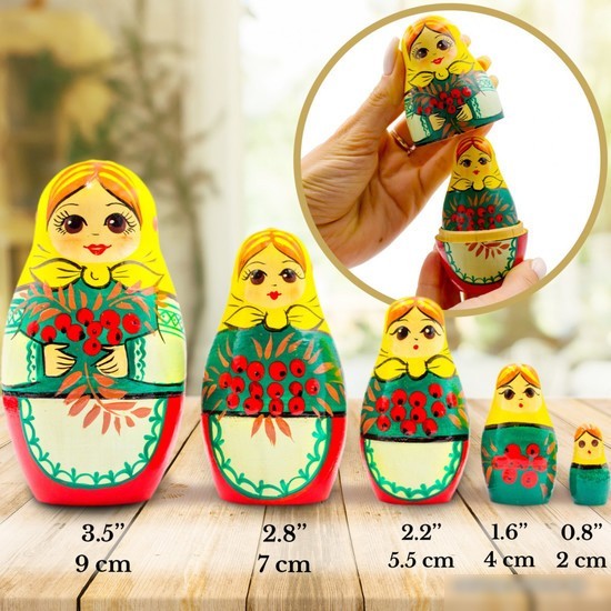 Развивающая игра Брестская Матрешка С ягодами рябины (набор 5 шт)