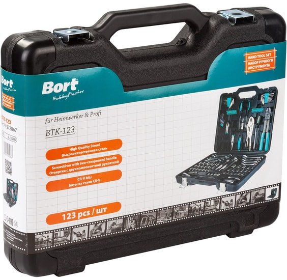 Универсальный набор инструментов Bort BTK-123 (123 предмета)