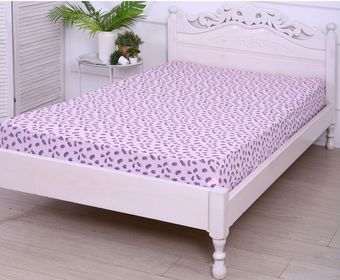 Постельное белье Luxsonia Трикотаж на резинке 200x200 3366 (перышки розовый)